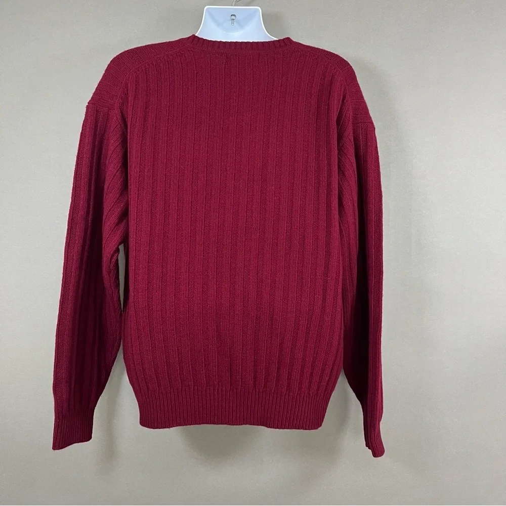 Brooks Brothers Red Ribbed Lambswool Long Sleeve Sweater